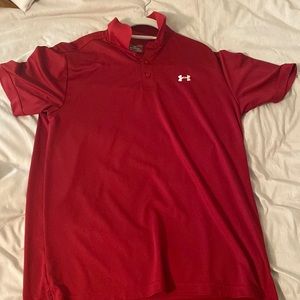 Red/maroon mens under armor polo shirt - size large